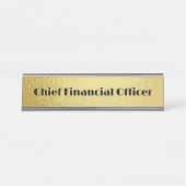 Porte-nom Pour Bureau Texte noir sur or - monogramme | (Devant)