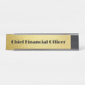 Porte-nom Pour Bureau Texte noir sur or - monogramme | (Devant)