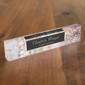 Porte-nom Pour Bureau Texture cool en marbre doré (Taille)