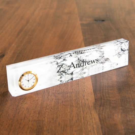 Porte-nom Pour Bureau Texture de marbre (Taille)