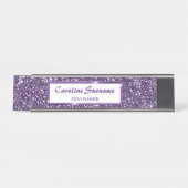 Porte-nom Pour Bureau Texture de scintillement violet faux avec texte pe (Devant)