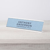 Porte-nom Pour Bureau Texture de tissu bleu clair (Devant)