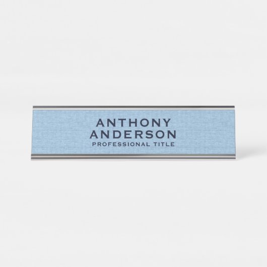 Porte-nom Pour Bureau Texture de tissu bleu clair (Devant)