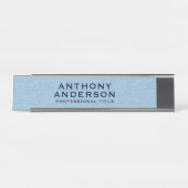 Porte-nom Pour Bureau Texture de tissu bleu clair (Devant)