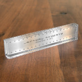 Porte-nom Pour Bureau Texture en aluminium brossé métallique gris argent (Taille)