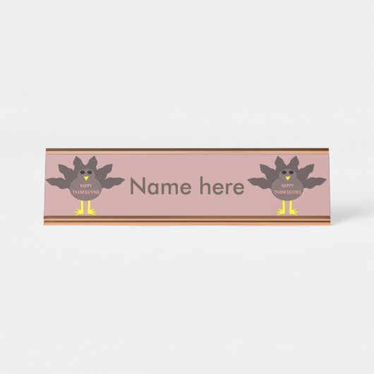 Porte-nom Pour Bureau Thanksgiving Pluced Turkey (Devant)