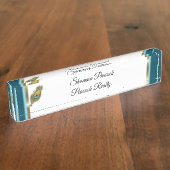 Porte-nom Pour Bureau Thème de paon avec la plume (Taille)