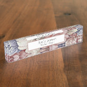 Porte-nom Pour Bureau thème feuille des fleurs rose violet (Taille)