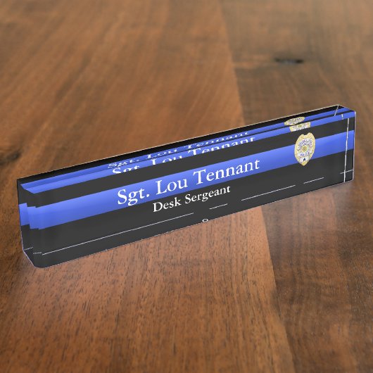 Porte-nom Pour Bureau Thin Blue Line (Taille)