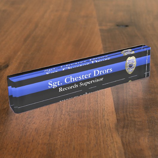 Porte-nom Pour Bureau Thin Blue Line (Taille)