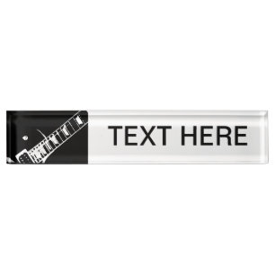 Porte-nom Pour Bureau timbre de cou de guitare noir et blanc