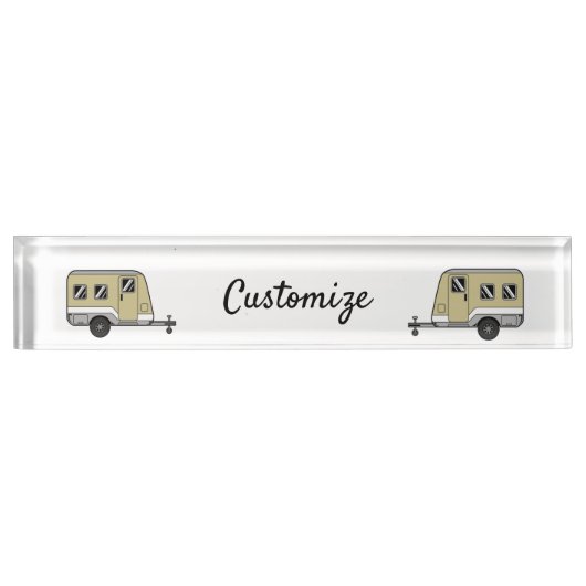 Porte-nom Pour Bureau Tiny Tan Caravan Camper Thunder_Cove (Devant)