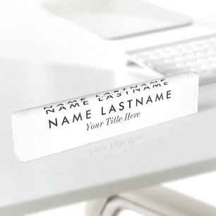 Porte-nom Pour Bureau Titre blanc minimaliste moderne simple personnalis