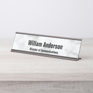 Porte-nom Pour Bureau Titre de nom de marbre blanc faux professionnel