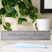 Porte-nom Pour Bureau Titre de nom en argent métallisé Script Élégant