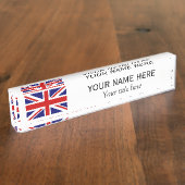 Porte-nom Pour Bureau Titre du nom personnalisé drapeau Union Jack brita (Taille)