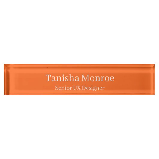 Porte-nom Pour Bureau Titre et nom Orange Vibrant (Devant)