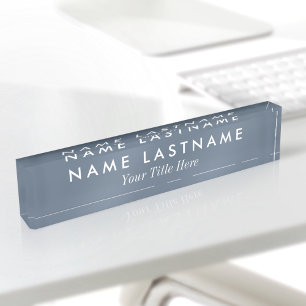 Porte-nom Pour Bureau Titre personnalisé simple moderne bleu poussiéreux