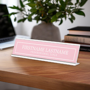Porte-nom Pour Bureau Titre traditionnel de rose et blanc de frontière