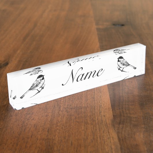 Porte-nom Pour Bureau Tonnerre de chickadee noir (Taille)