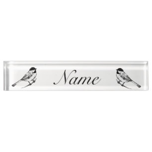 Porte-nom Pour Bureau Tonnerre de chickadee noir