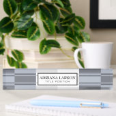 Porte-nom Pour Bureau Tons Gris Rectangles Motif