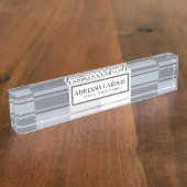 Porte-nom Pour Bureau Tons Gris Rectangles Motif (Taille)