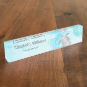 Porte-nom Pour Bureau Tortue marine Aqua personnalisée (Taille)