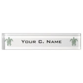Porte-nom Pour Bureau Tortue tribale de style d'impression typographique (Devant)