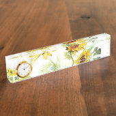 Porte-nom Pour Bureau Tournesol aquarelle (Taille)