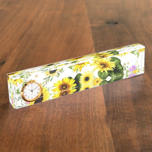 Porte-nom Pour Bureau Tournesol d'aquarelle 7 (Taille)