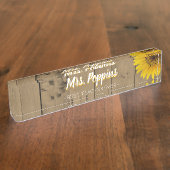 Porte-nom Pour Bureau Tournesol en bois rustique du meilleur de (Taille)