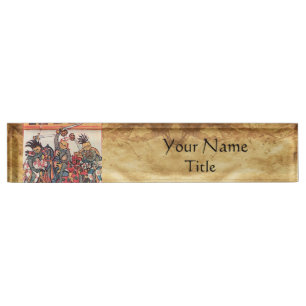 PORTE-NOM POUR BUREAU TOURNOI MÉDIÉVAL, CHEVALIERS DE COMBAT ET