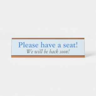 Porte-nom Pour Bureau Traditionnel "S'il vous plaît, asseyez-vous !"