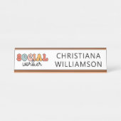 Porte-nom Pour Bureau Travailleur social rétro personnalisé (Devant)