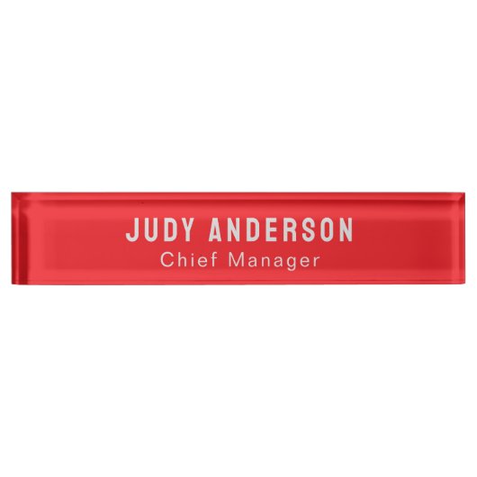 Porte-nom Pour Bureau Trend Bright Red Professional Plain Modern Elegant (Devant)