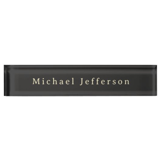 Porte-nom Pour Bureau Trendy Matte Black Minimalist Own Name (Devant)