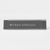 Porte-nom Pour Bureau Trendy Matte Black Minimalist Own Name  (Devant)