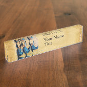 PORTE-NOM POUR BUREAU TROIS ANGELS DE NOËL EN BLEU (Taille)