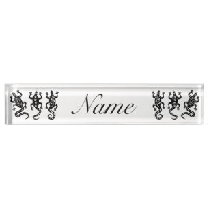 Porte-nom Pour Bureau Trois Lézards noirs Thunder_Cove Style sud-ouest