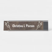 Porte-nom Pour Bureau Trois sorcières en blanc volant sur des balais (Devant)