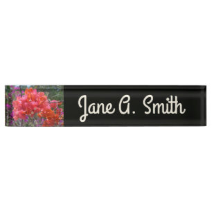 Porte-nom Pour Bureau Tropical Pink Bougainvillea Island Floral