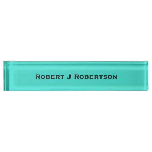 Porte-nom Pour Bureau Turquoise Bleu Uni (Devant)