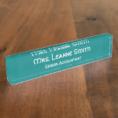 Porte-nom Pour Bureau Turquoise et blanc (Taille)