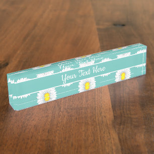 Porte-nom Pour Bureau Turquoise Joli Petit Marguerite