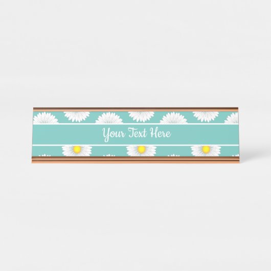 Porte-nom Pour Bureau Turquoise Joli Petit Marguerite (Devant)