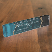 Porte-nom Pour Bureau Turquoise - Pierre d'Agate de Géode Turquoise et O (Taille)