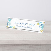 Porte-nom Pour Bureau Turquoise Tropical Flowers Massage (Devant)