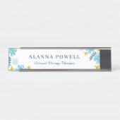 Porte-nom Pour Bureau Turquoise Tropical Flowers Massage (Devant)