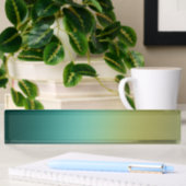 Porte-nom Pour Bureau Turquoise Vert Ombre Gradient Blur Abstrait Design
